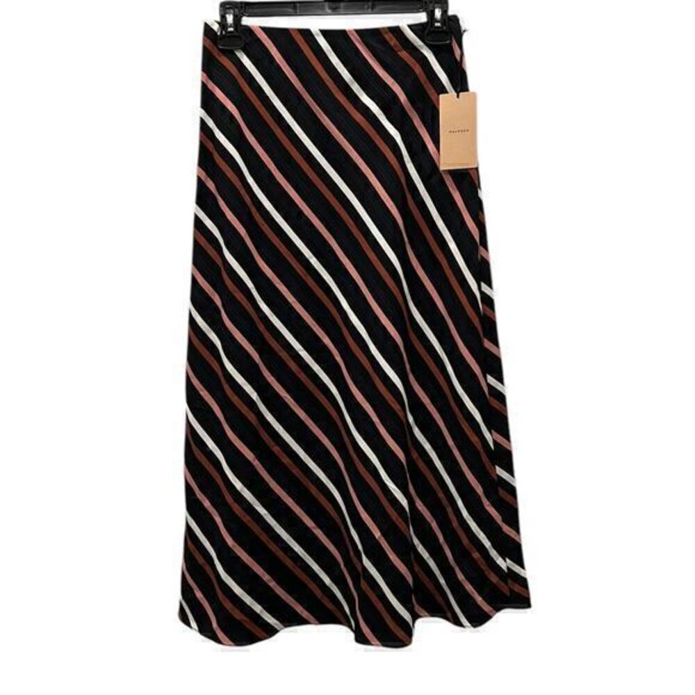 B9 Halogen Black striped a line maxi skirt XS NWT